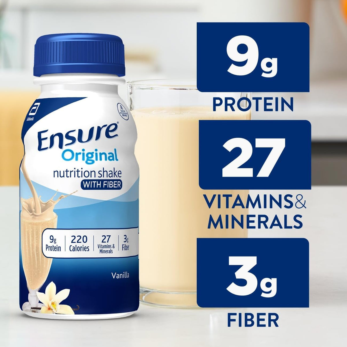 Ensure Original Vanilla Nutrition Shake With Fiber, 24 Pack