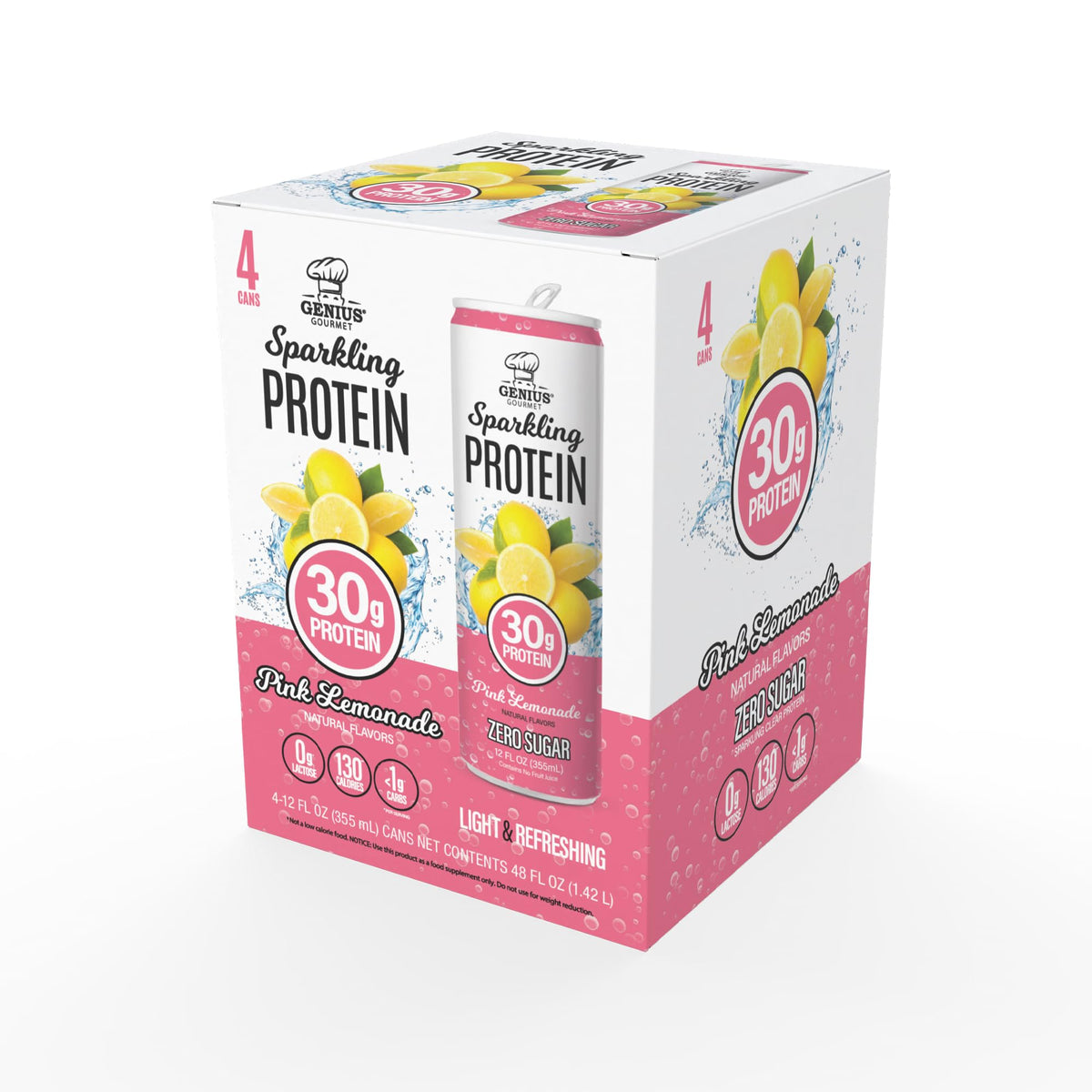 Genius Gourmet Clear Protein Sparkling Water Fruit Punch, 12 Pack