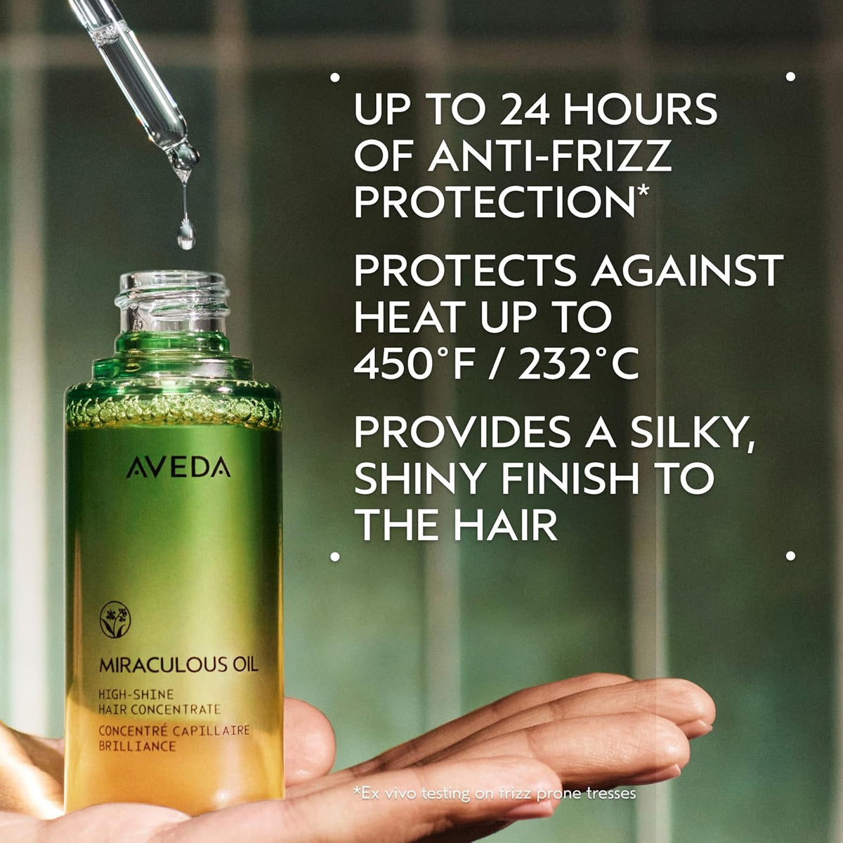 Aveda Miraculous Oil High-Shine Hair Concentrate | Adds Shine | Up to 24 Hours of Frizz Protection* | Heat Protection | For All Hair Types | Notes of Lavender Ylang Ylang and Petitgrain, 1.7 Fl Oz