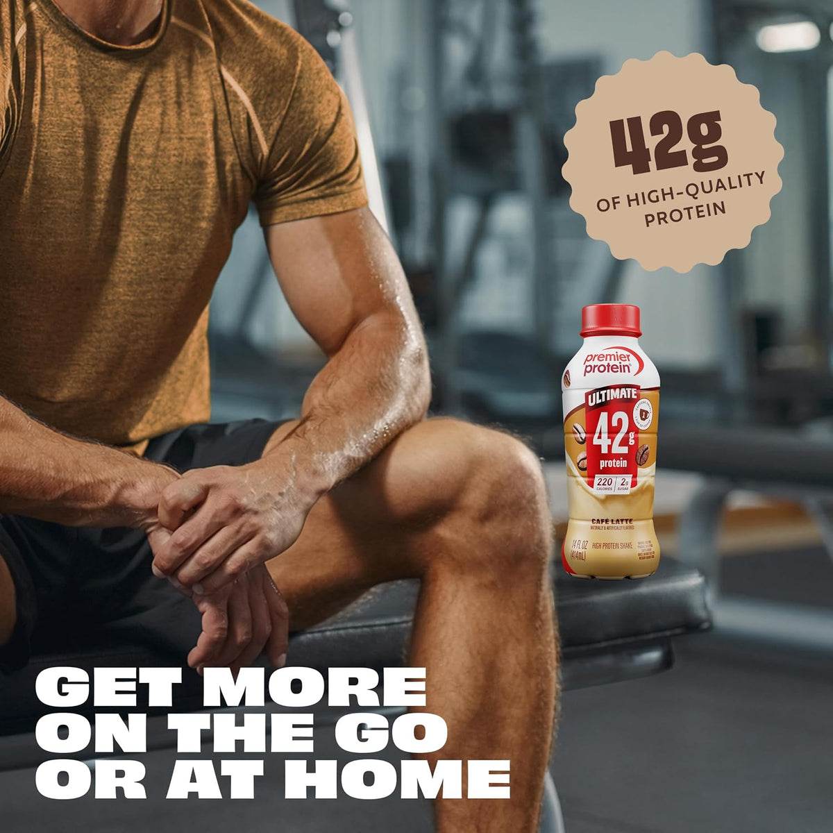 Premier Protein ULTIMATE 42g High Protein Shake +Energy, Café Latte, 12 Ct