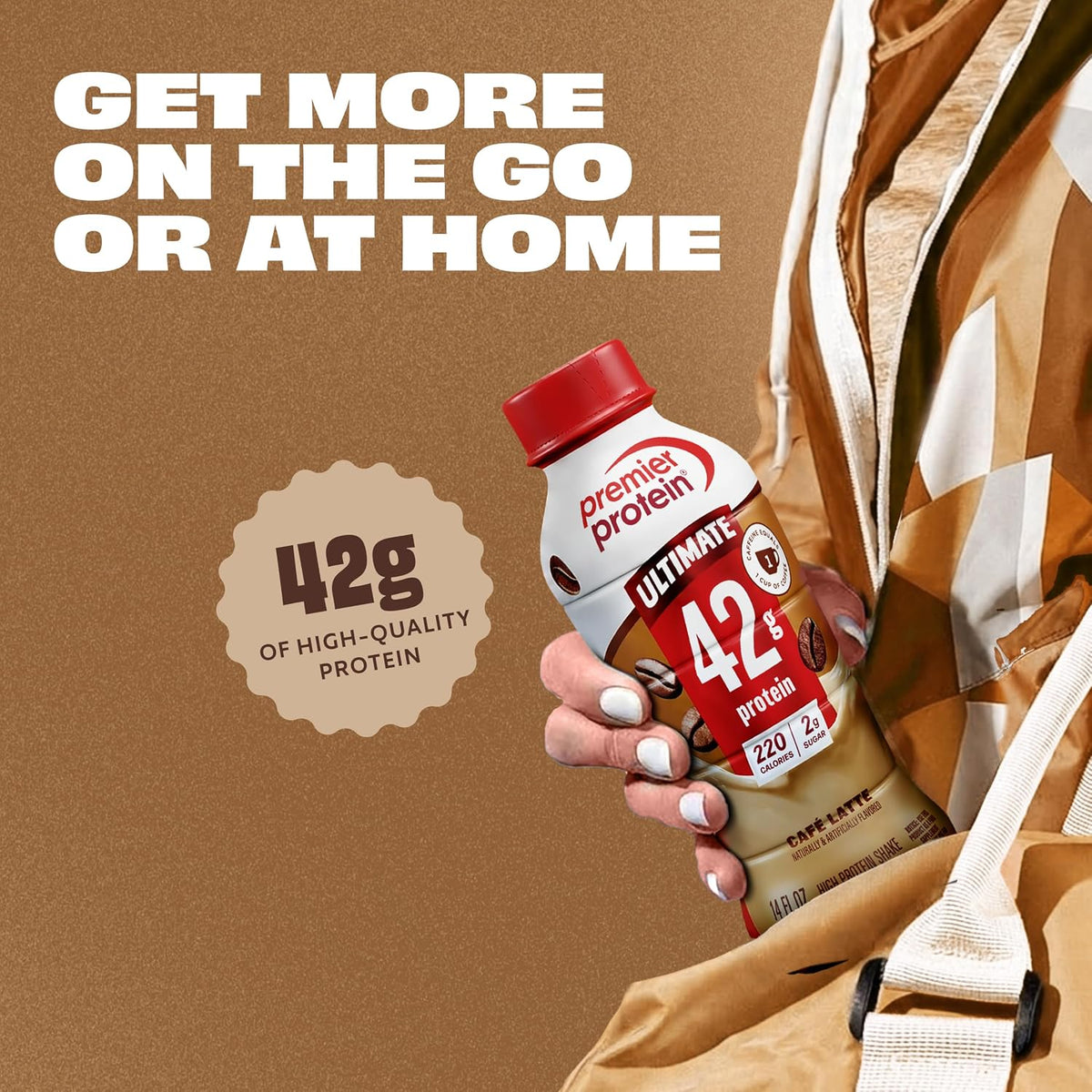 Premier Protein ULTIMATE 42g High Protein Shake +Energy, Café Latte, 12 Ct